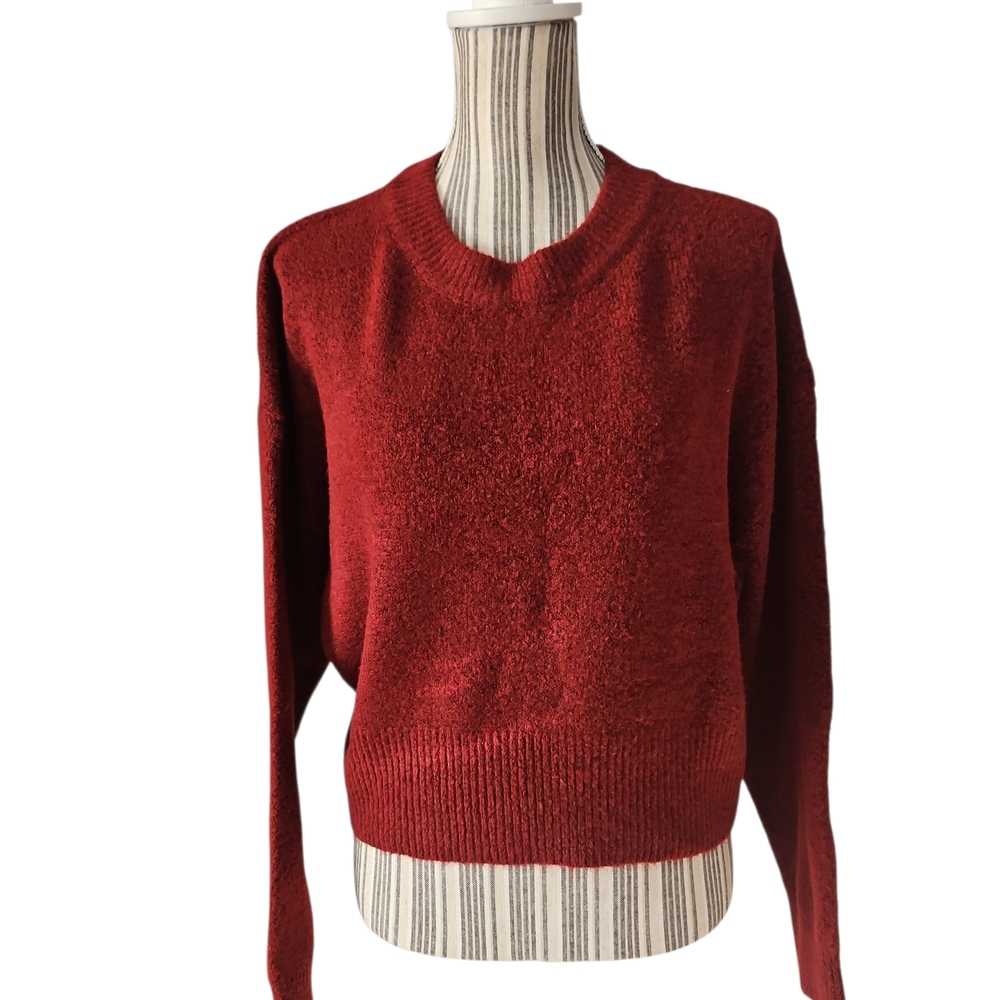JON&ANNA Women's Red Black Osster Drop Shoulder Crewneck Sweater Size L